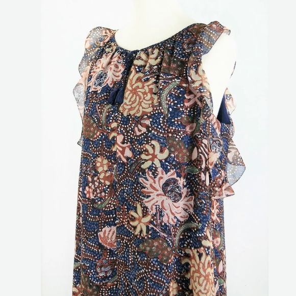 ❌SOLD❌Madewell Floral Lily Ruffle Chiffon Dress L - Picture 4 of 8